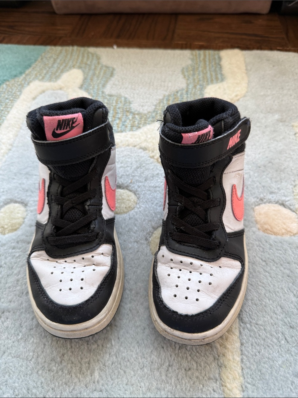 Nike Kids High-Top Sneakers in Black, White & Pink size 12T